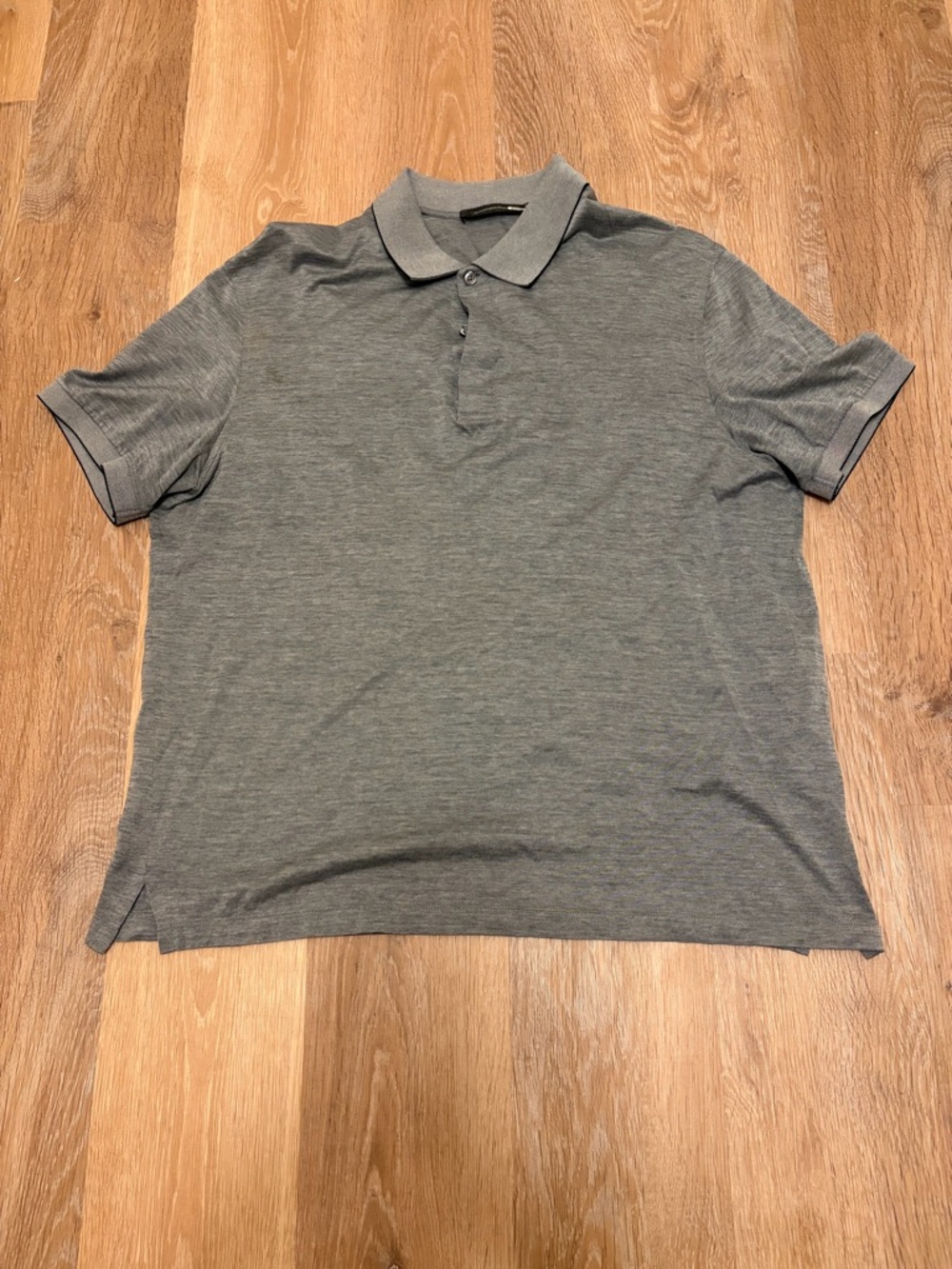 Ermenegildo Zegna Men’s Grey Polo Shirt | Size Large (Est.) | 100% Cotton